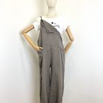 100% Linnen jumpsuit met verstelbare schouderbanden – voor zakken – kleur TAUPE – maat 38/40