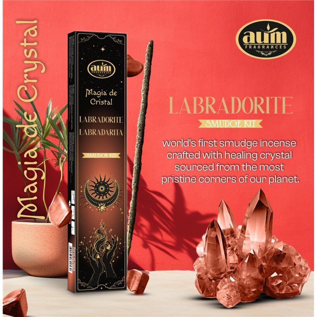 2 pakketen Handgemaakte wierook sticks met LABRADORIET edelsteen gratis – ontwaakt intuïtie en energie 20gr