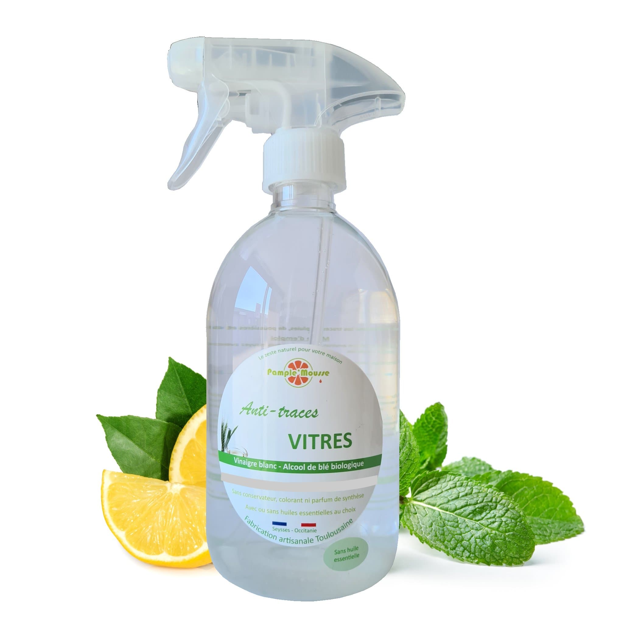 100% Plantaardige Marseille Raam spray reiniger MUNT – anti-vlekken – glans ramen – Marseille zeep 500ml