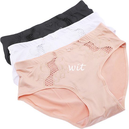 2 stuks Elegante dames slips met kant decoratie – maat XXXL – kleur WIT