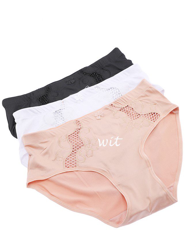 2 stuks Elegante dames slips met kant decoratie – maat L – kleur WIT